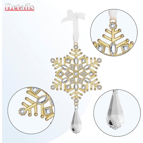🆕Christmas Tree Ornaments Rhinestone Snowflake Hanging Pendant Charm Decorative - Picture 5 of 7